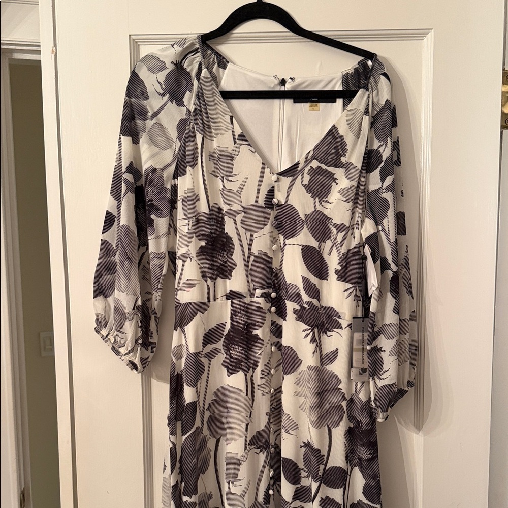 Floral Black and White Dress